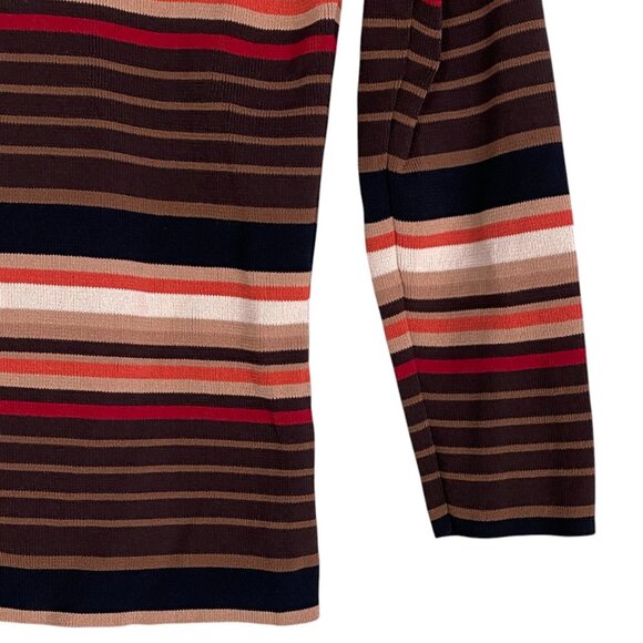 Vintage Y2K Striped Indie Grunge Knit Top Brown Retro Earth Tones 90s Stretch-M - Picture 5 of 9